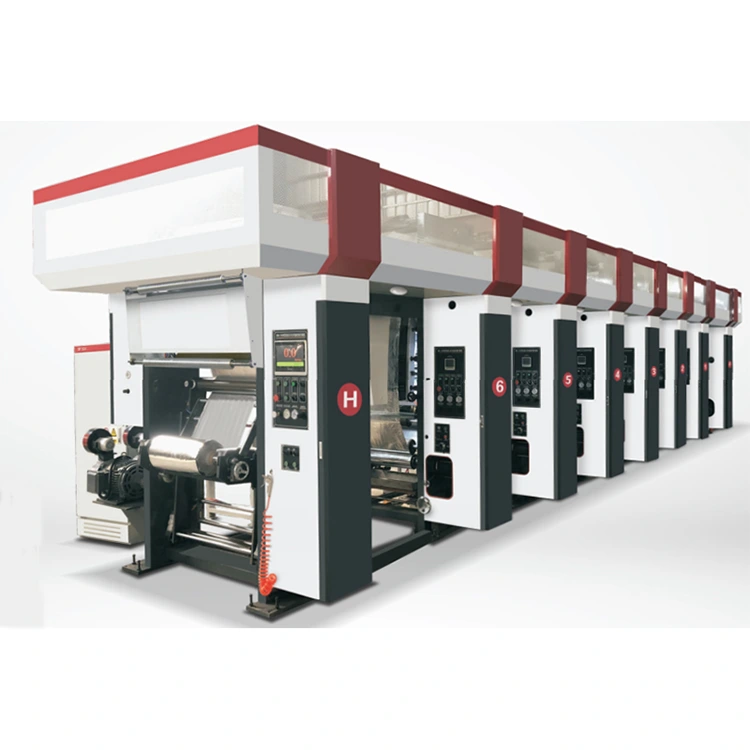 3-12 நிறங்கள் கணினிமயமாக்கப்பட்ட தானியங்கி ரோட்டோகிராவூர் பிரிண்டிங் மெஷின் மூன்று வெக்டர் மோட்டார்